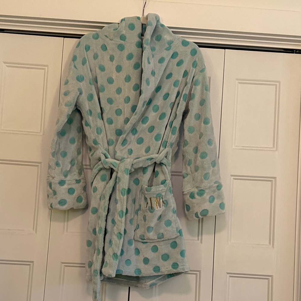 PINK Victoria's Secret Teal Polka Dot Robe